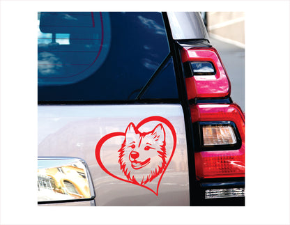 Samoyed Dog Heart Red Decal Sticker