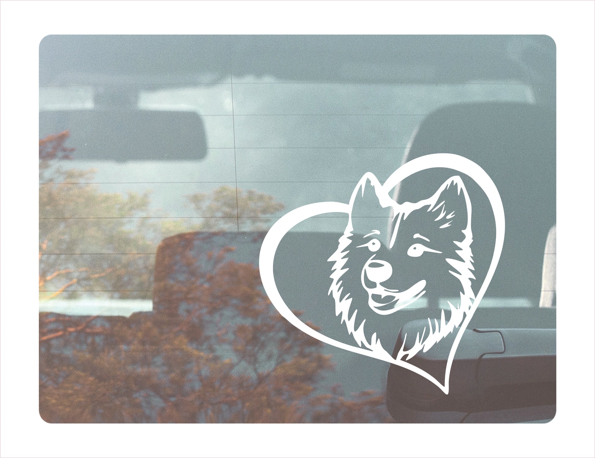 Samoyed Dog Heart White Decal Sticker
