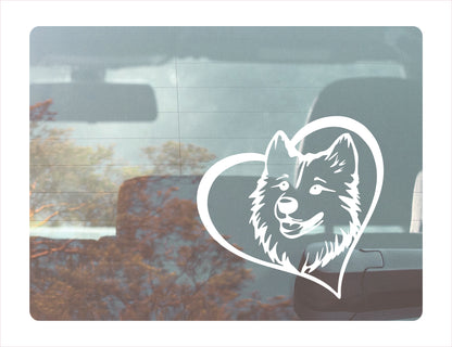 Samoyed Dog Heart White Decal Sticker