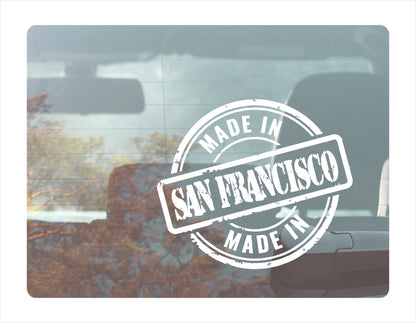 Made in San Francisco California Usa white decal sticker