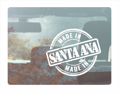 Made in Santa Ana California USA white decal sticker