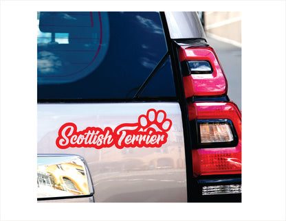 Scottish Terrier Paw Red Decal Sticker