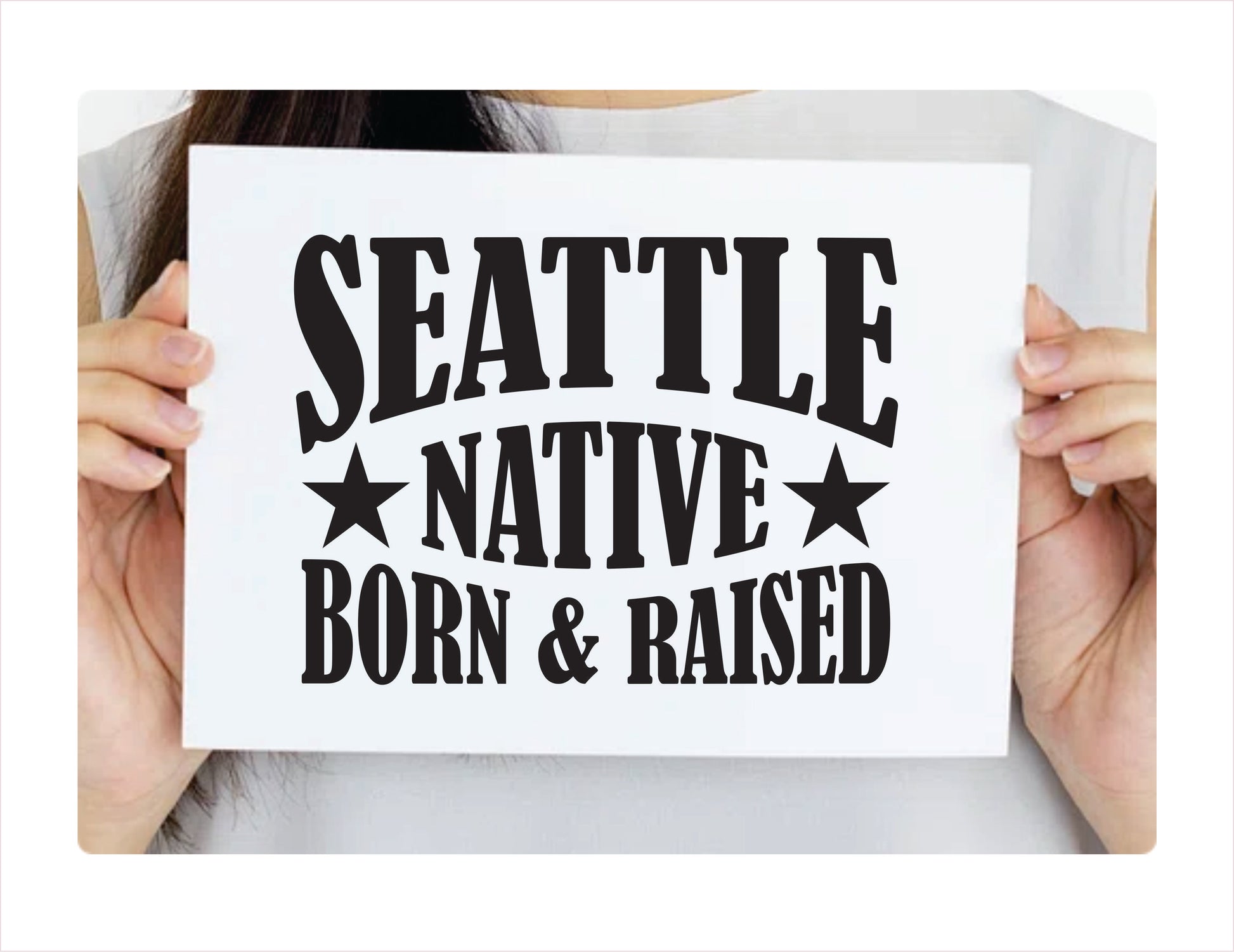 Seattle native born raised Washington city usa white decal