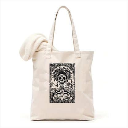 Selfie addict skull tarot tote bag 2