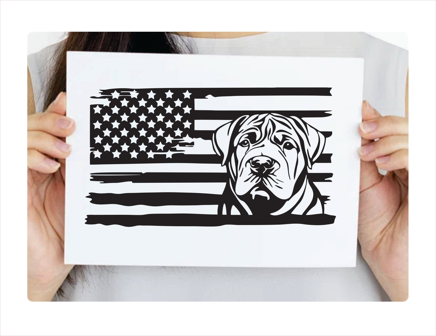 Shar Pei Dog USA Black Decal Sticker