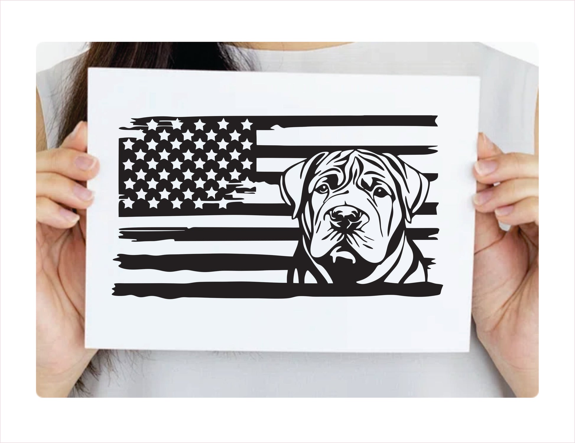Shar Pei Dog USA Black Decal Sticker