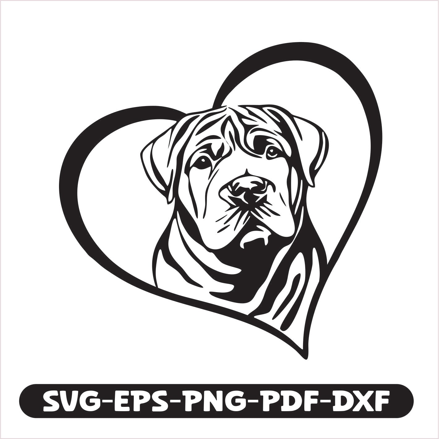 Shar Pei Heart SVG EPS PNG PDF DXF Cutting