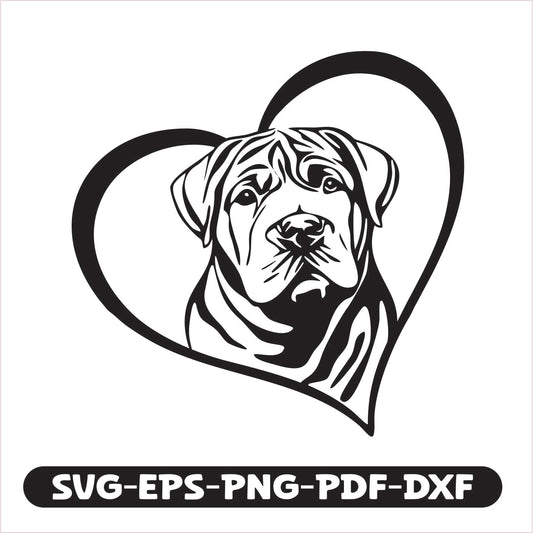 Shar Pei Heart SVG EPS PNG PDF DXF Cutting