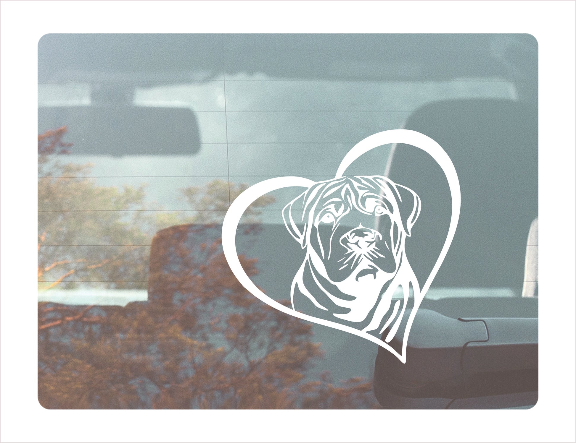 Shar Pei Dog Heart White Decal Sticker