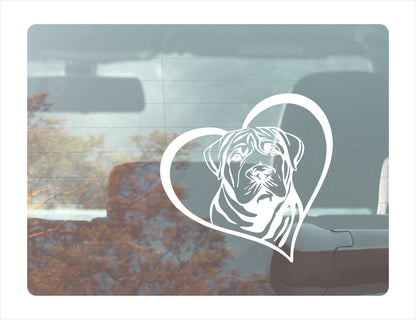 Shar Pei Dog Heart White Decal Sticker