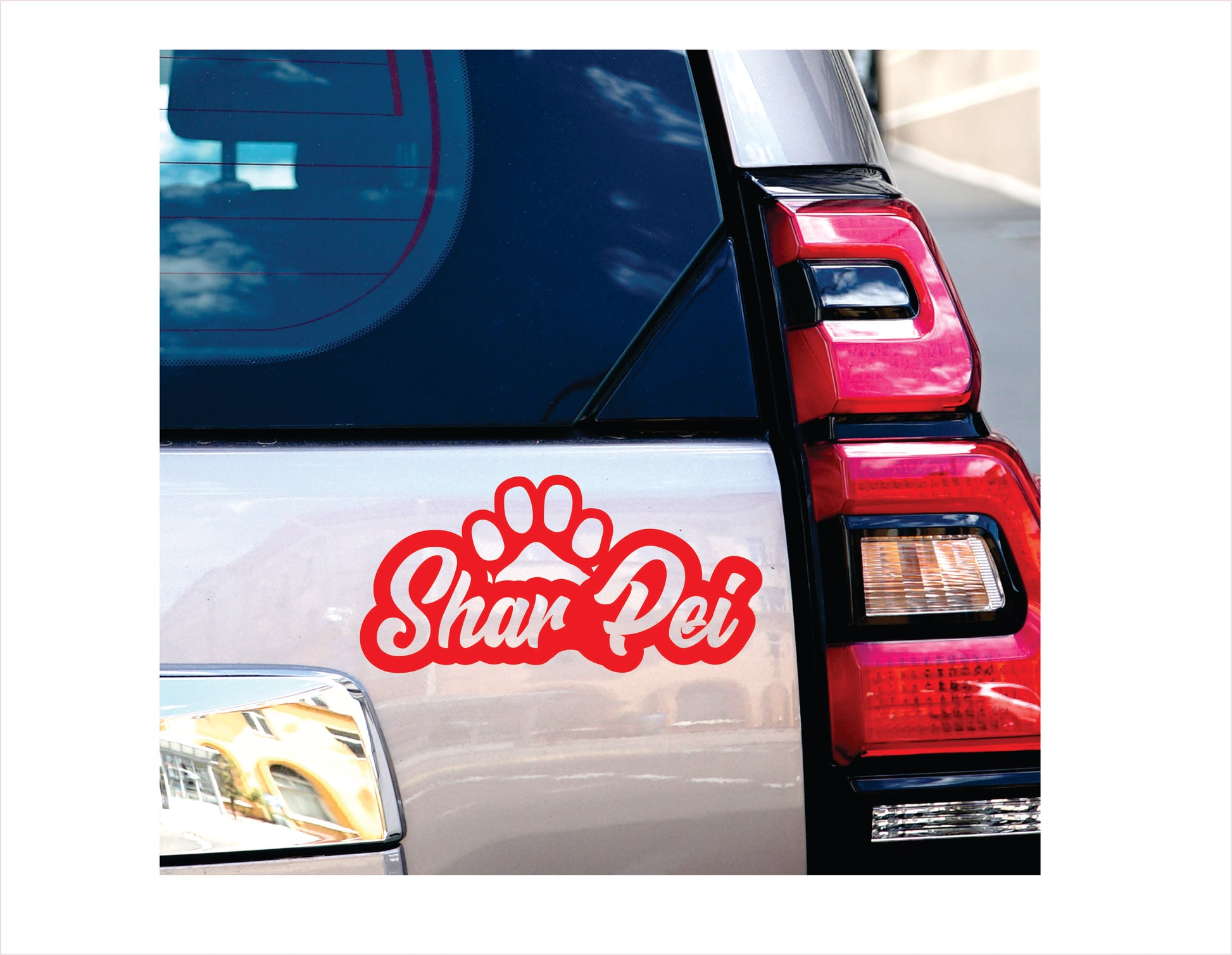 Shar Pei Paw Red Decal Sticker