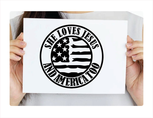 She Loves Jesus and America Too Decal Sticker - FREE shipping