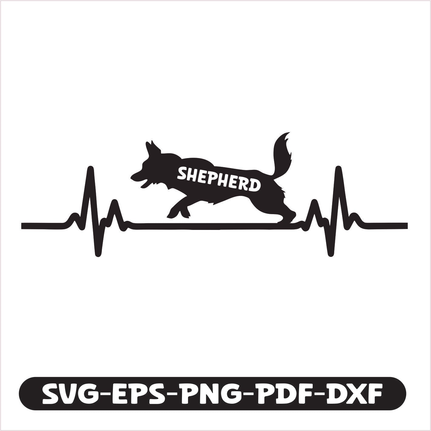 Shepherd Heart Line Pulse SVG EPS PNG PDF DXF Cutting File