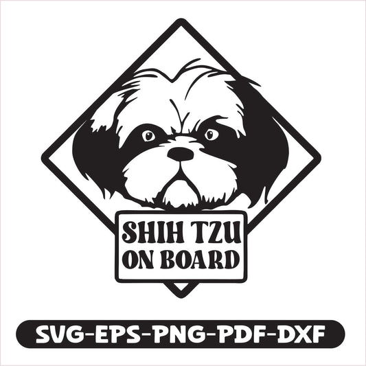 Shih Tzu on board SVG EPS PNG PDF DXF Cutting File