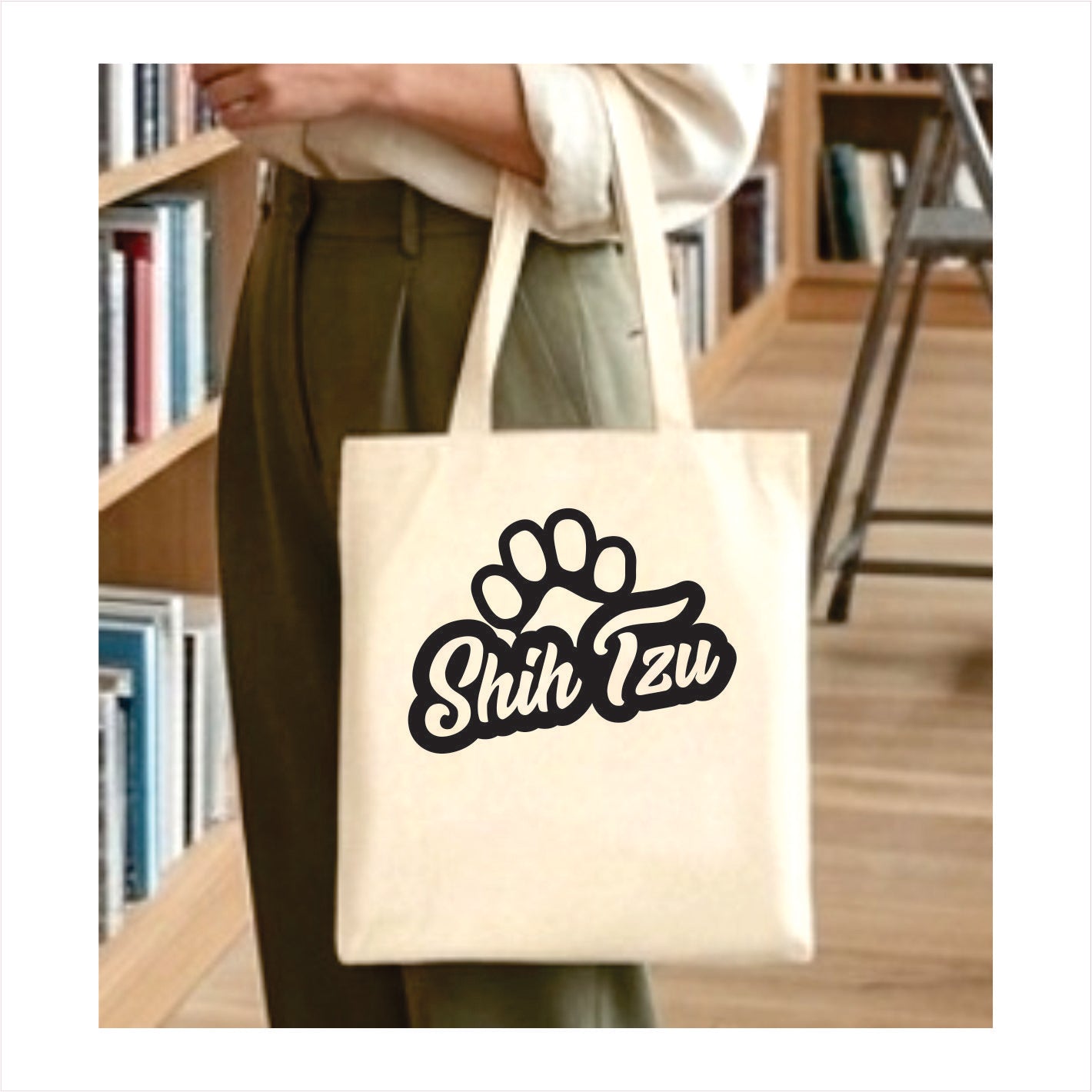 Shih tzu dog paw tote bag 1