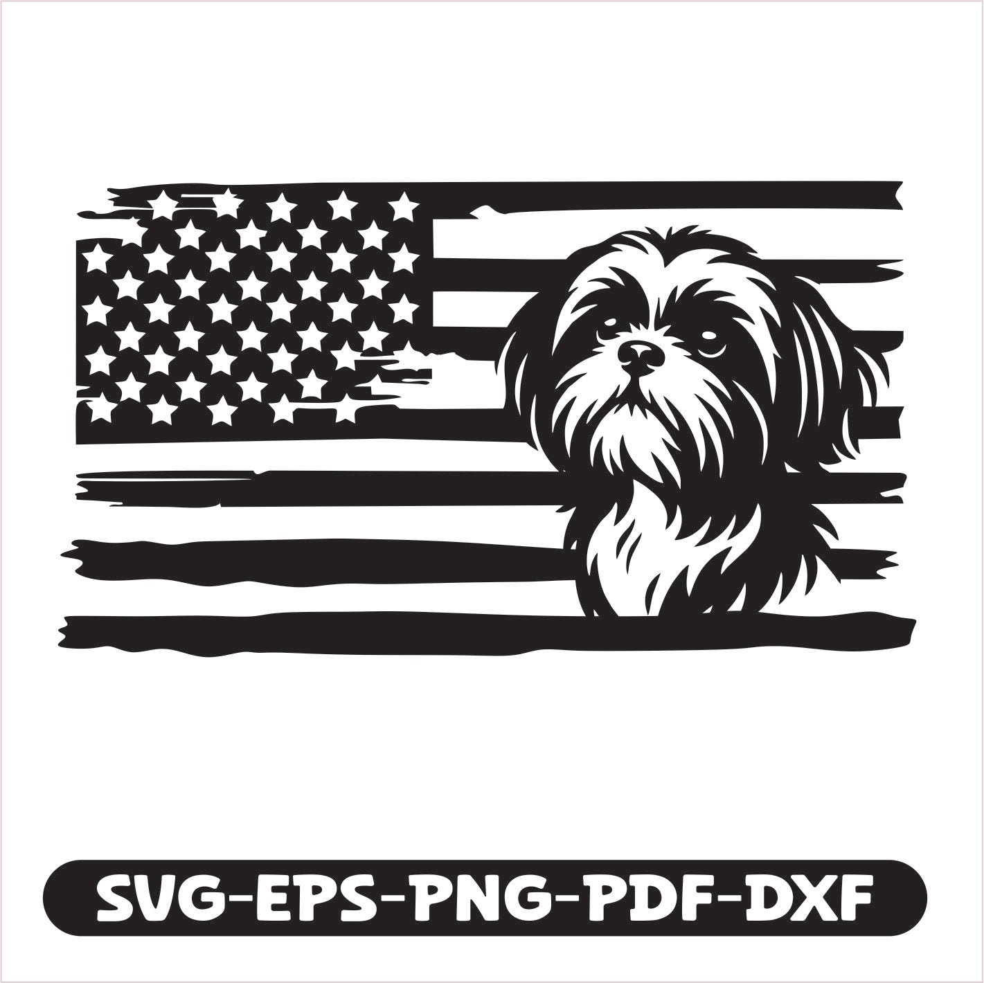 Shih Tzu Dog USA SVG EPS PNG PDF DXF Cutting