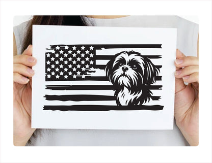 Shih Tzu Dog USA Black Decal Sticker