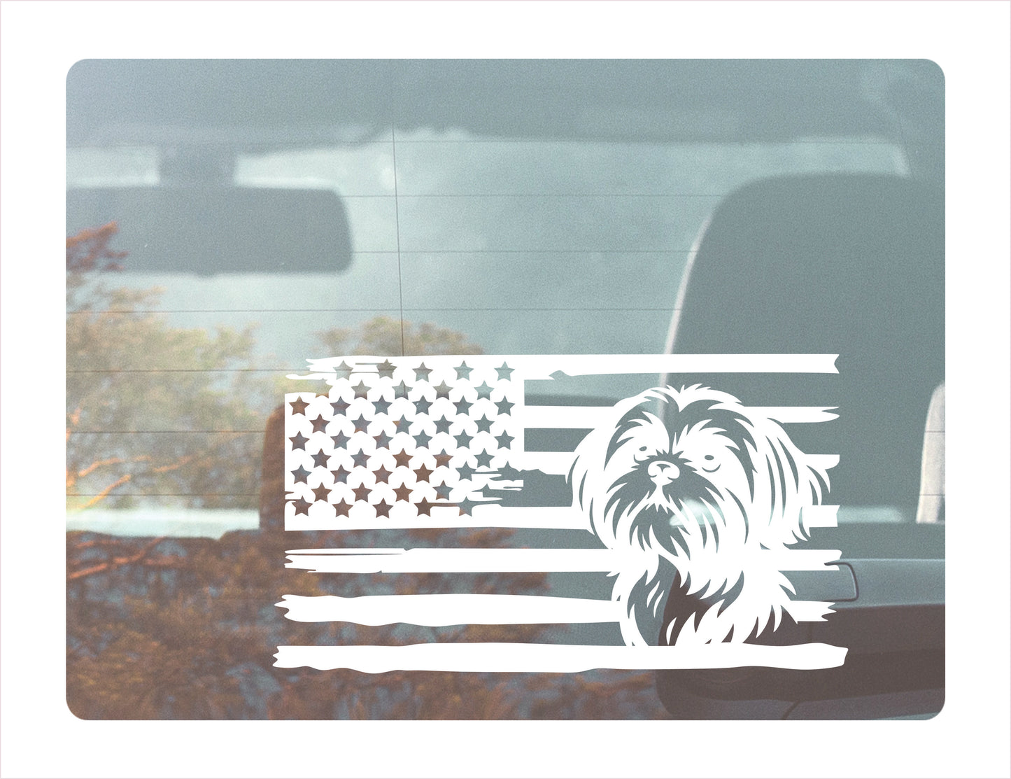Shih Tzu Dog USA White Decal Sticker
