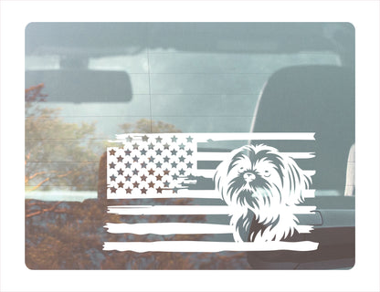 Shih Tzu Dog USA White Decal Sticker