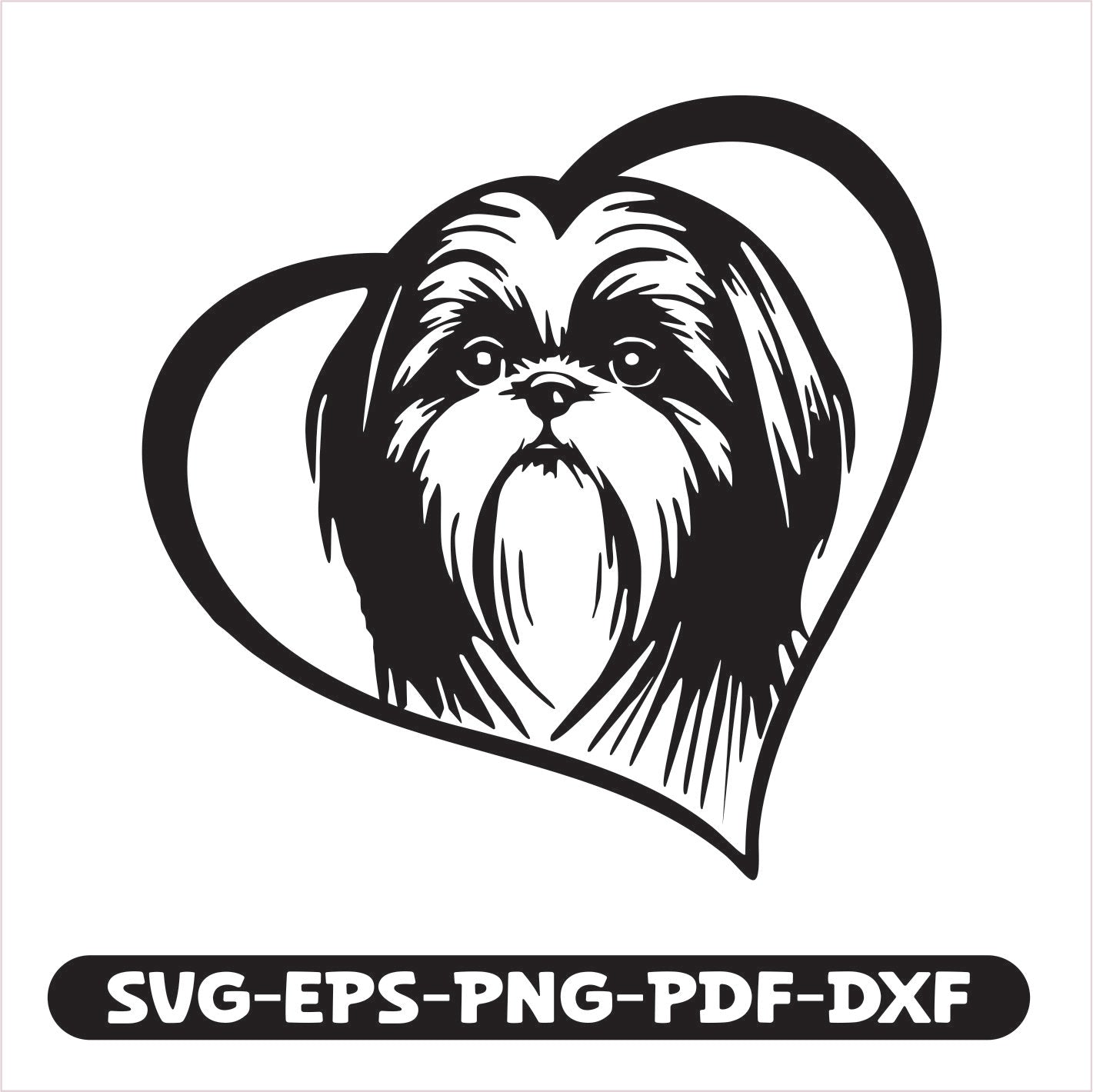Shih Tzu Heart SVG EPS PNG PDF DXF Cutting