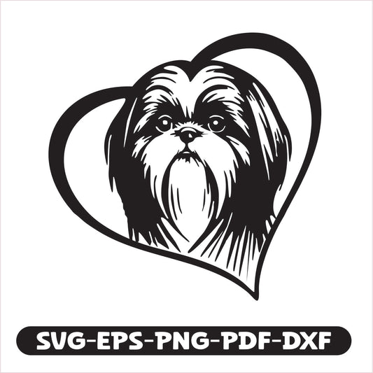 Shih Tzu Heart SVG EPS PNG PDF DXF Cutting