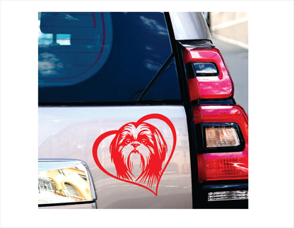 Shih Tzu Dog Heart Red Decal Sticker
