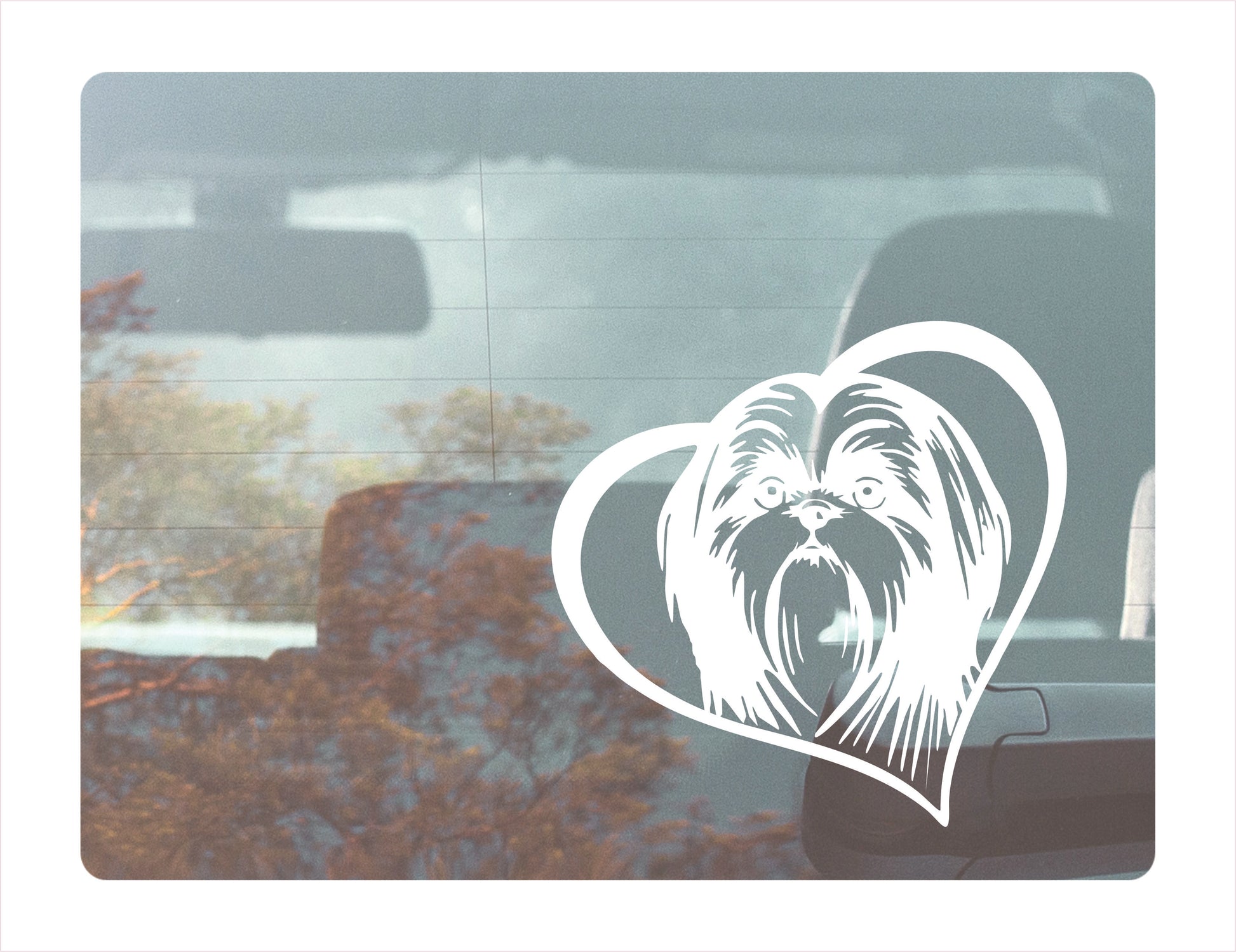 Shih Tzu Dog Heart White Decal Sticker