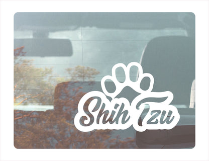Shih Tzu Paw White Decal Sticker