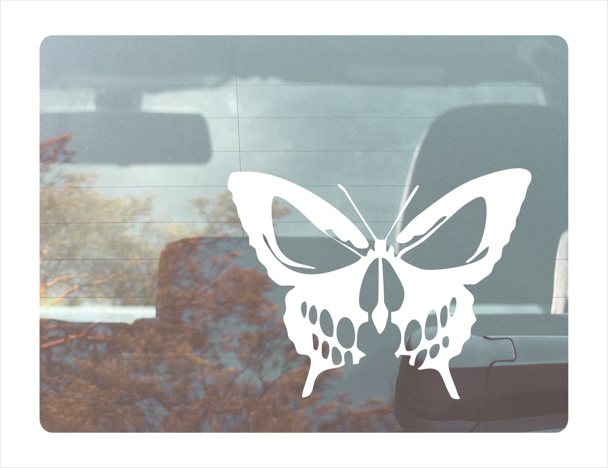 Skull Butterfly White Vinyl Decal Sticker
