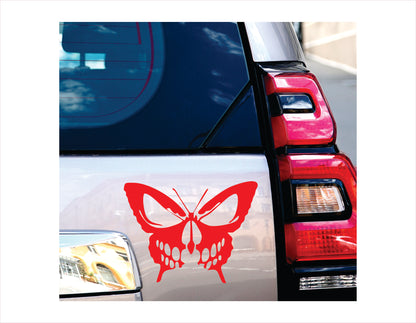 Skull Butterfly Red Vinyl Decal Sticker