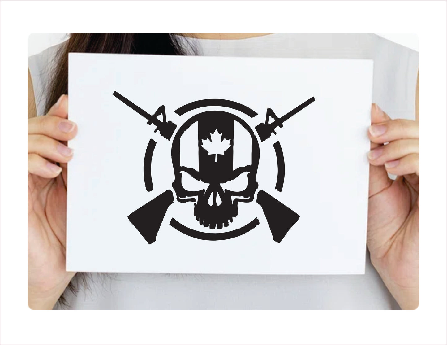 Skull Arm Canada Black Decal Sticker