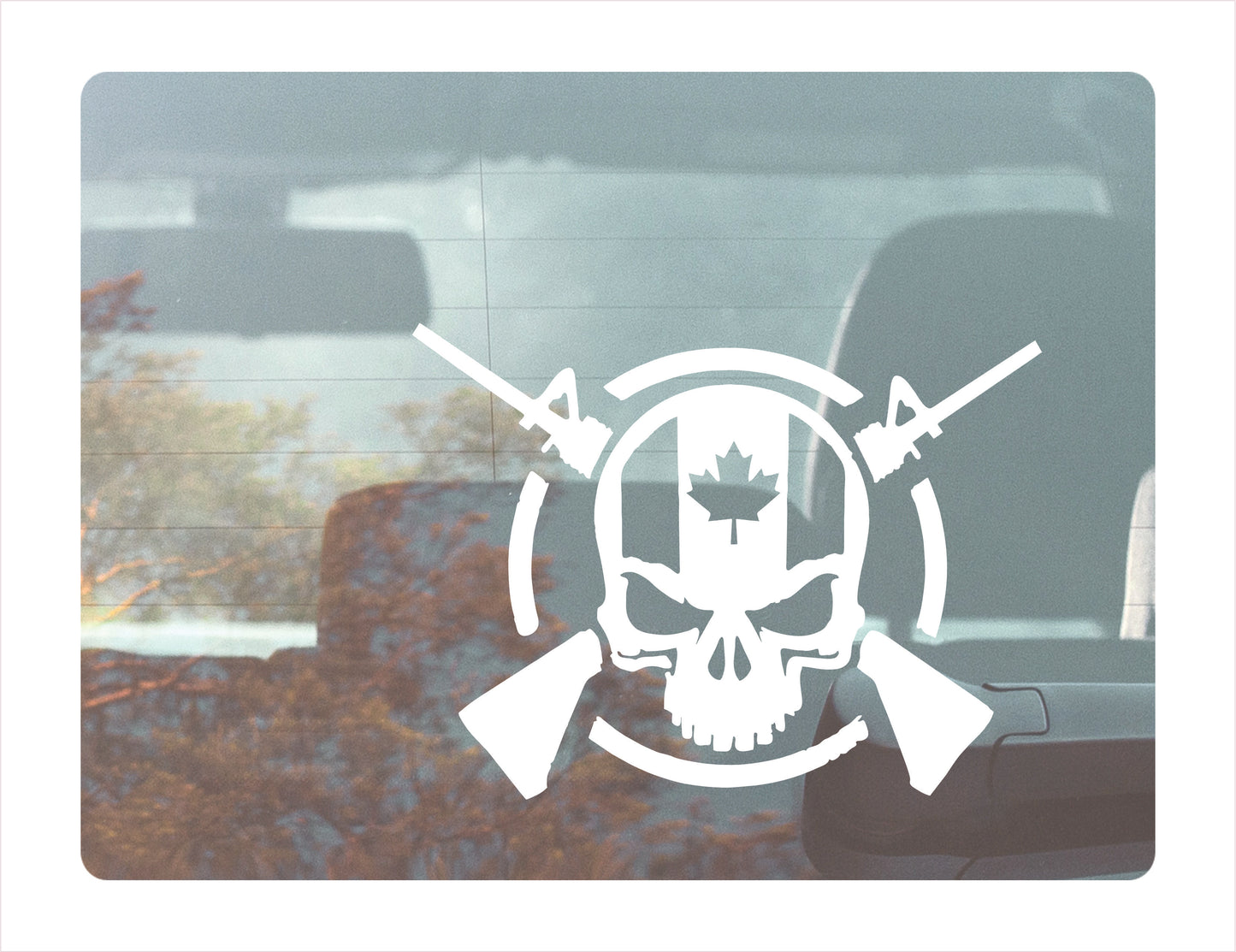 Skull Arm Canada White Decal Sticker