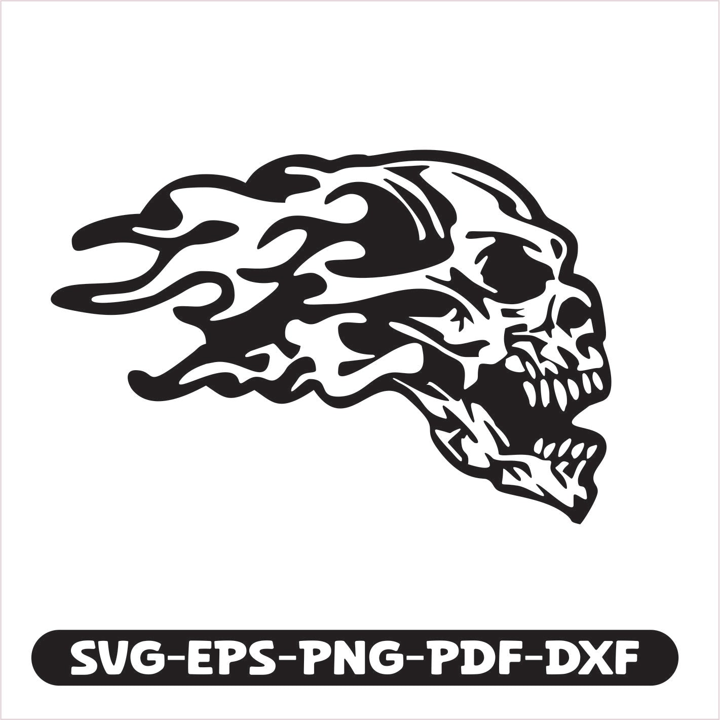 Skull Flame SVG EPS PNG PDF DXF Cutting File