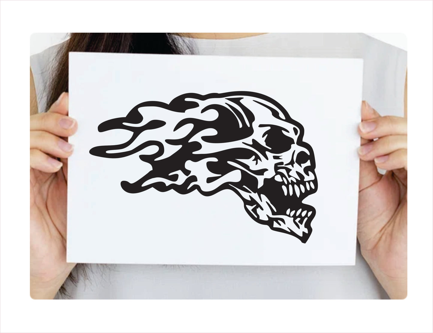 Skull Flame Black Vinyl Decal Sticker