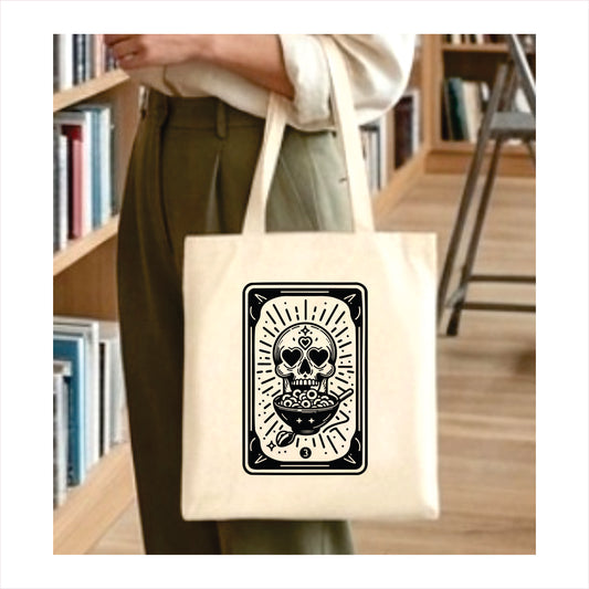 Soup skull tarot tote bag 1