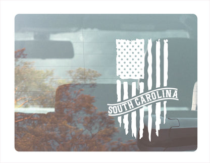 South Carolina Flag Usa White Decal Sticker