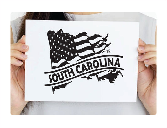 South Carolina State Usa Black Decal Sticker
