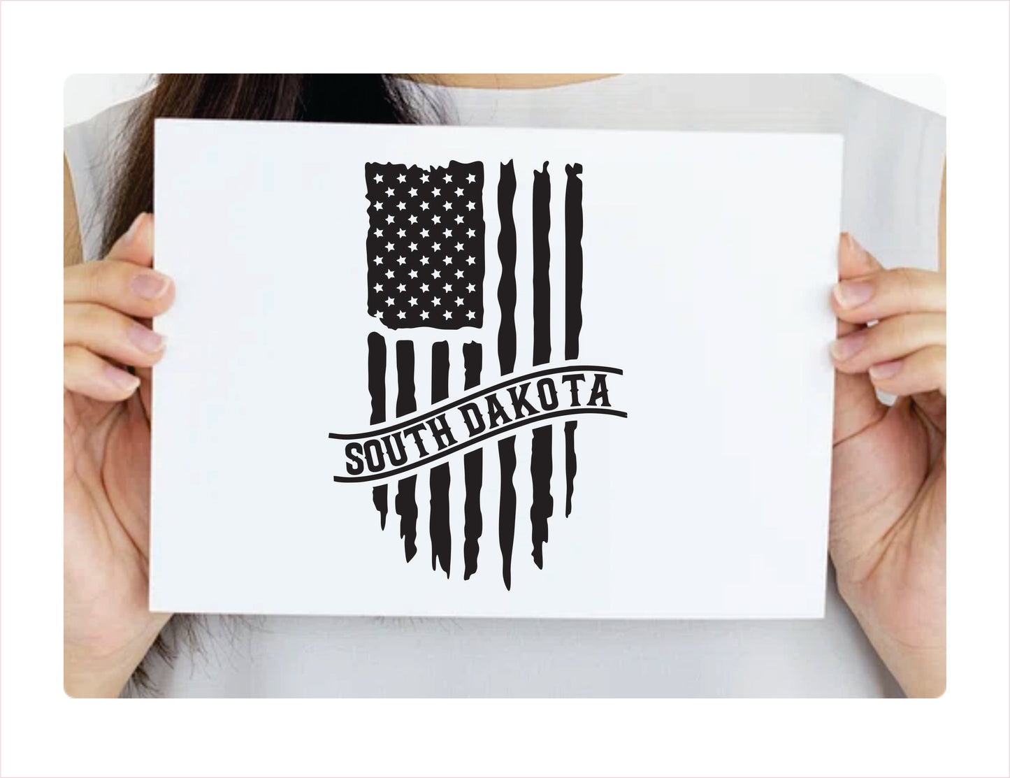 South Dakota Flag Usa Black Decal Sticker