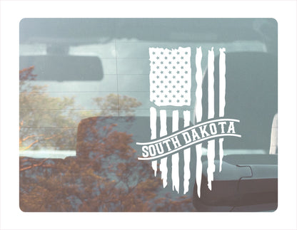 South Dakota Flag Usa White Decal Sticker