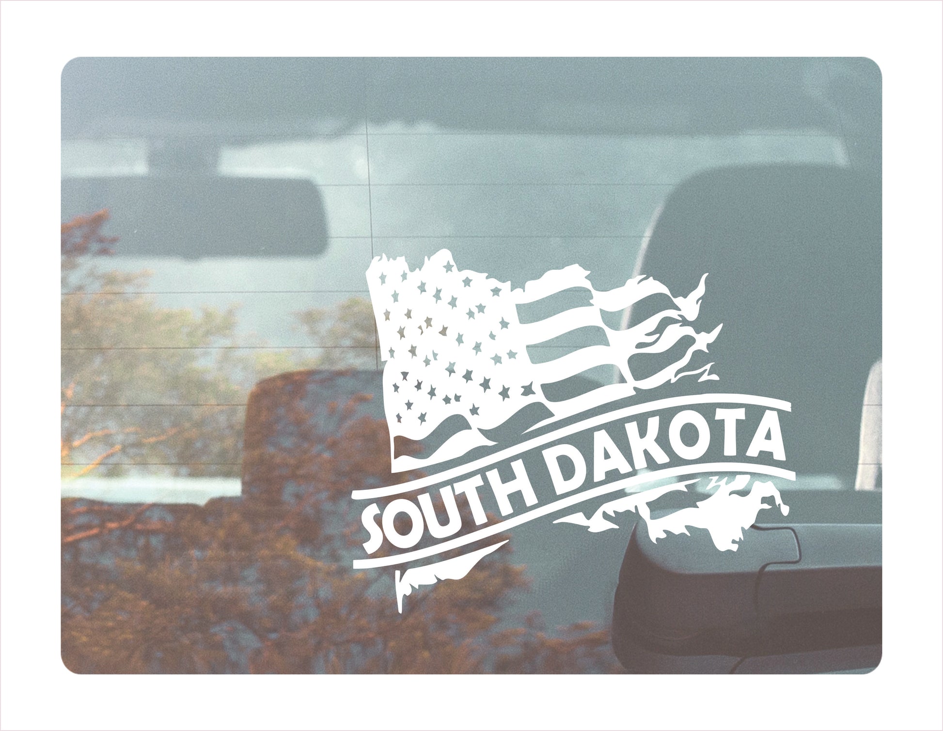 South Dakota State Usa White Decal Sticker