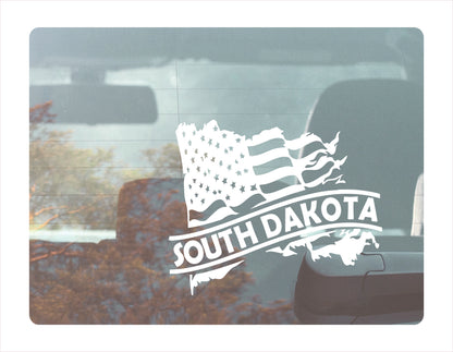 South Dakota State Usa White Decal Sticker
