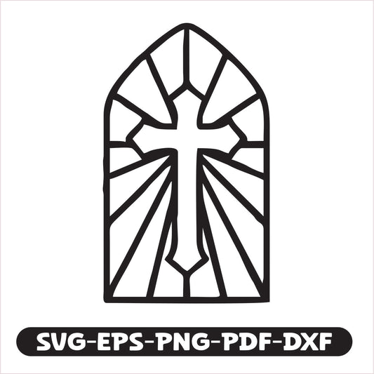 stained glass window of Jesus SVG EPS PNG PDF DXF Cutting