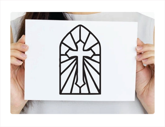 Stained glass window of Jesus Black Decal Sticker