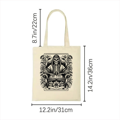 Storyteller skull gothic tote bag 2
