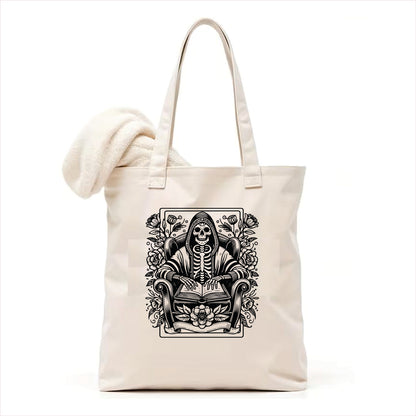 Storyteller skull gothic tote bag 3