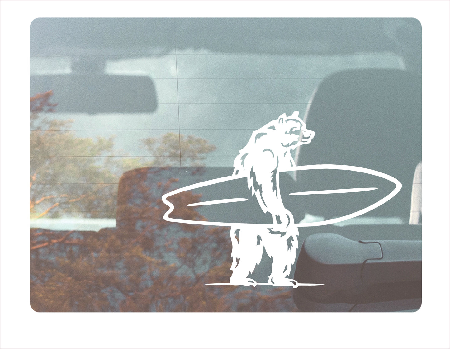 Surf Bear white decal sticker