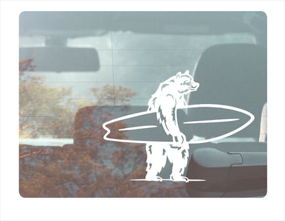 Surf Bear white decal sticker
