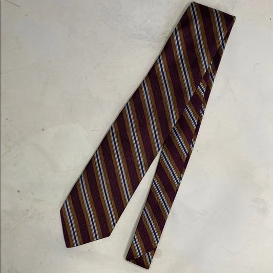 Pre-Owned Robert Talbott Brown & Blue Striped Silk Tie - Luxury Designer Neckwear