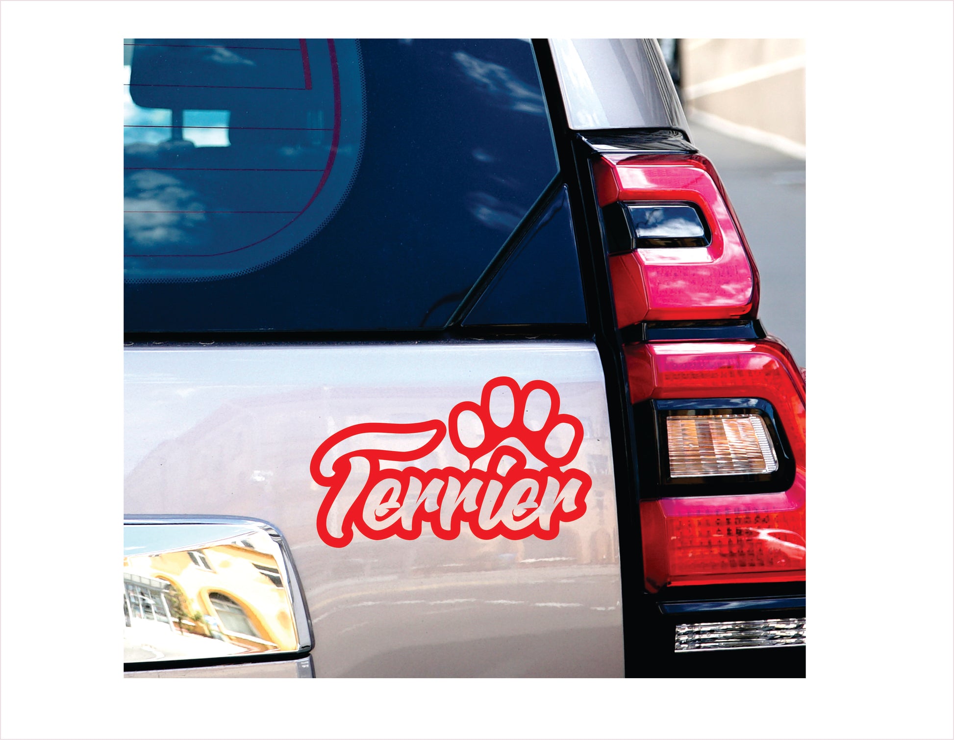 Terrier Paw Red Decal Sticker