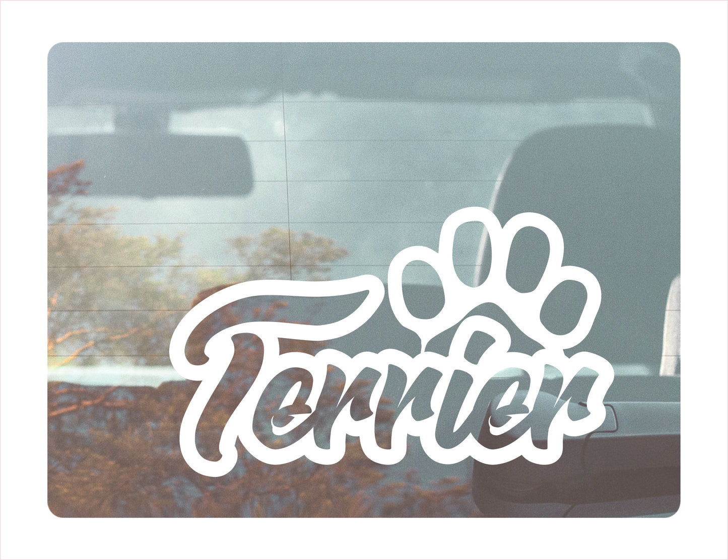 Terrier Paw White Decal Sticker